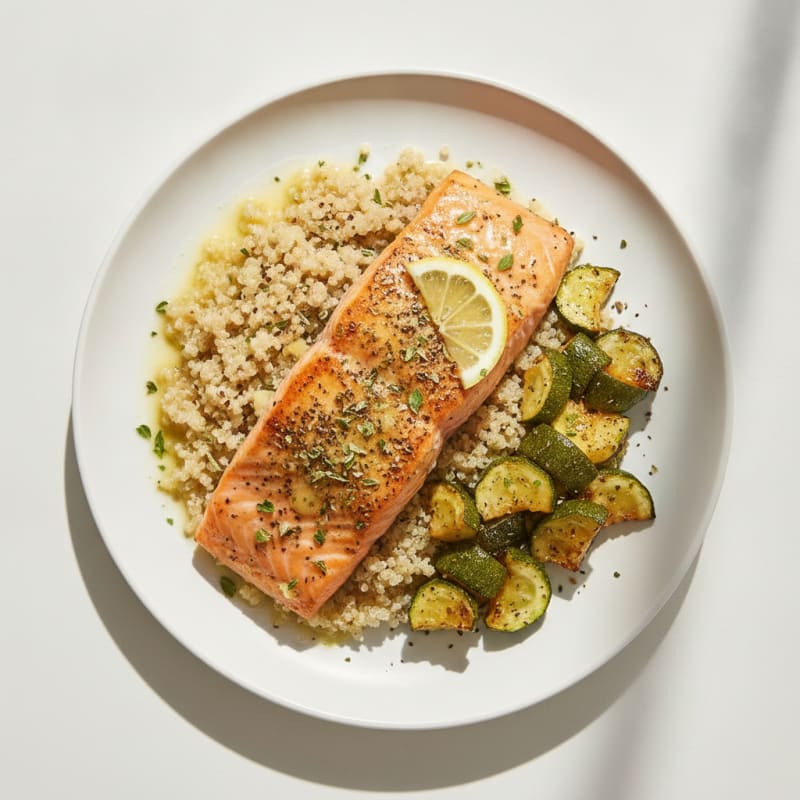 Herb-Roasted Salmon with Quinoa and Roasted Zucchini