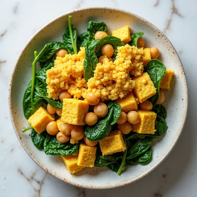 Silken Tofu Scramble with Spinach and Chickpeas