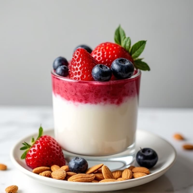 Greek Yogurt Protein Parfait with Mixed Berries and Almonds