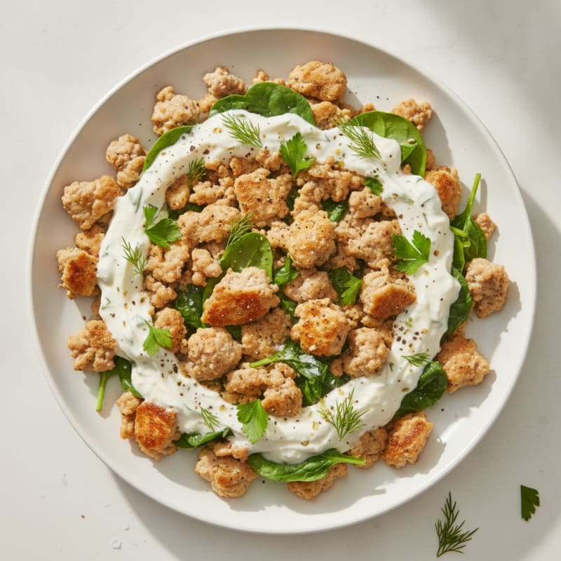 Herby Ground Turkey Skillet with Creamy Sauce