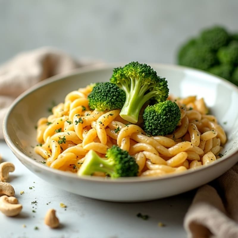 Creamy Cashew Pasta with Roasted Broccoli