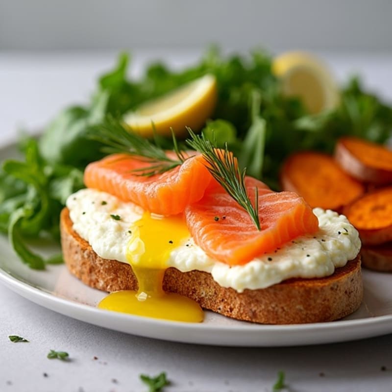 Egg White and Smoked Salmon Scramble with Toasted Keto Bread