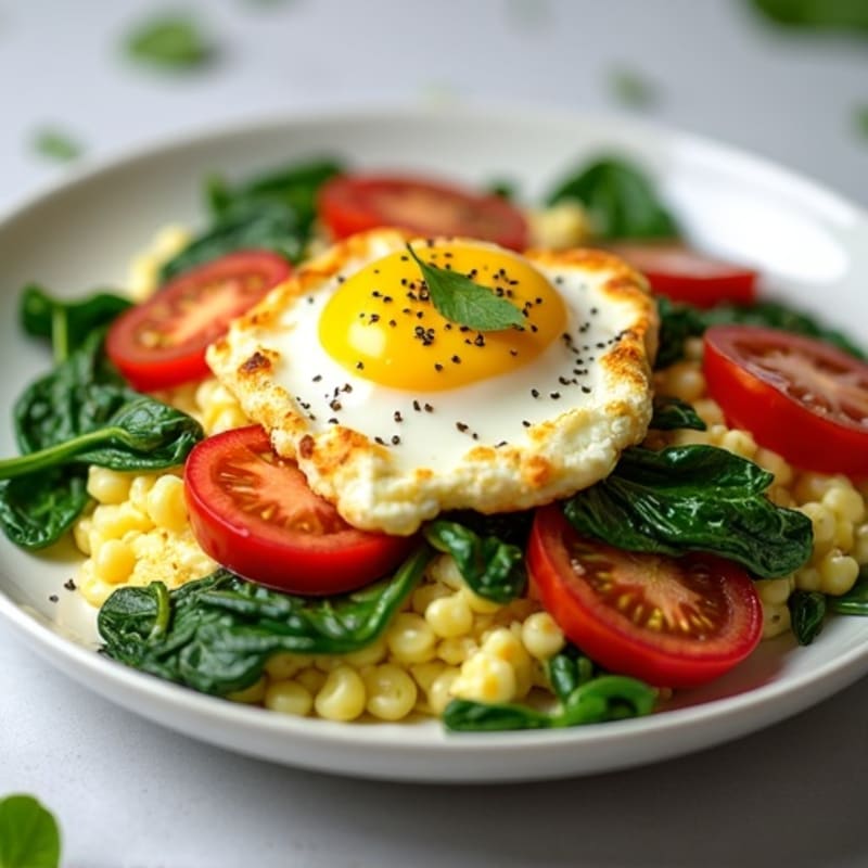 Egg White and Cottage Cheese Scramble with Spinach and Tomatoes