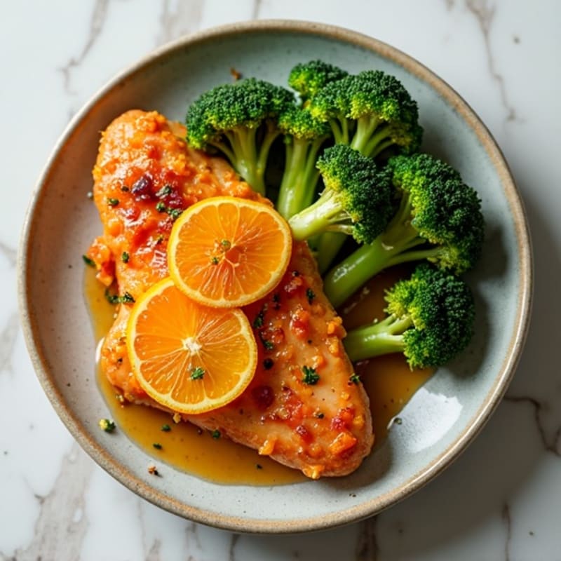 Crispy Orange Chicken with Roasted Broccoli