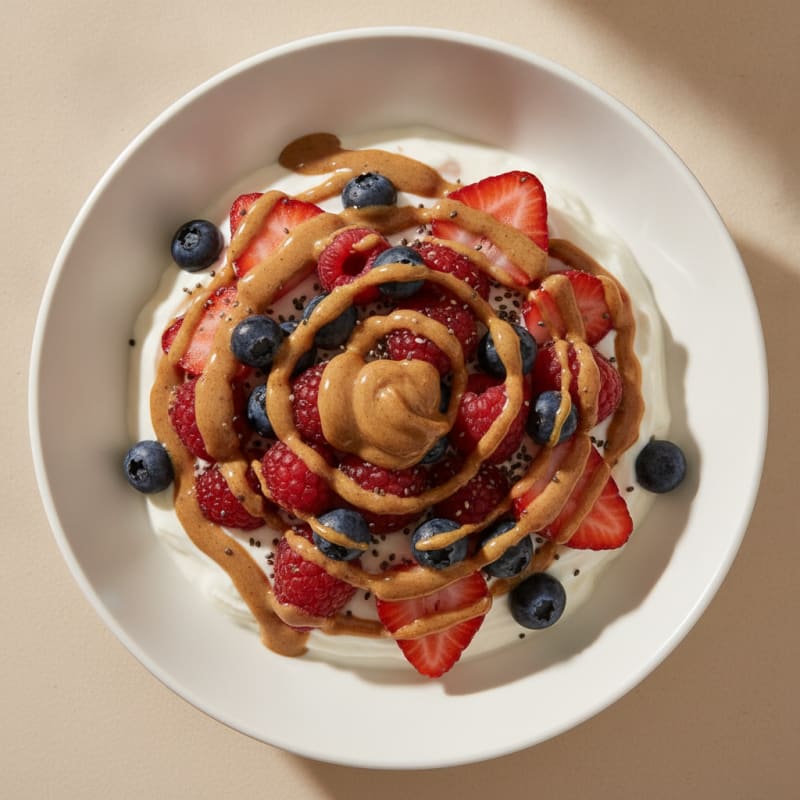 Greek Yogurt Bowl with Mixed Berries and Almond Butter