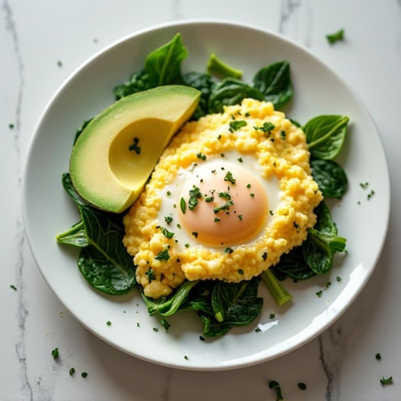 Egg White Scramble with Spinach and Cottage Cheese