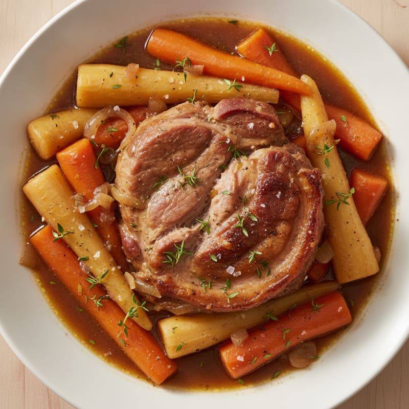 Slow-Cooked Boston Pork Butt with Root Vegetables