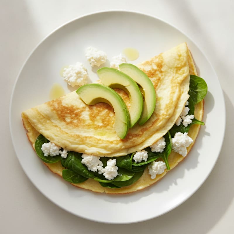 Egg White Spinach Omelette with Cottage Cheese