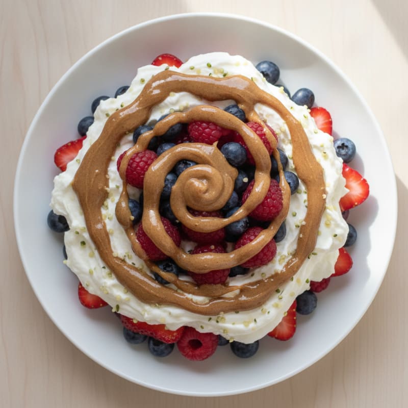 Greek Yogurt Protein Parfait with Mixed Berries and Almond Butter
