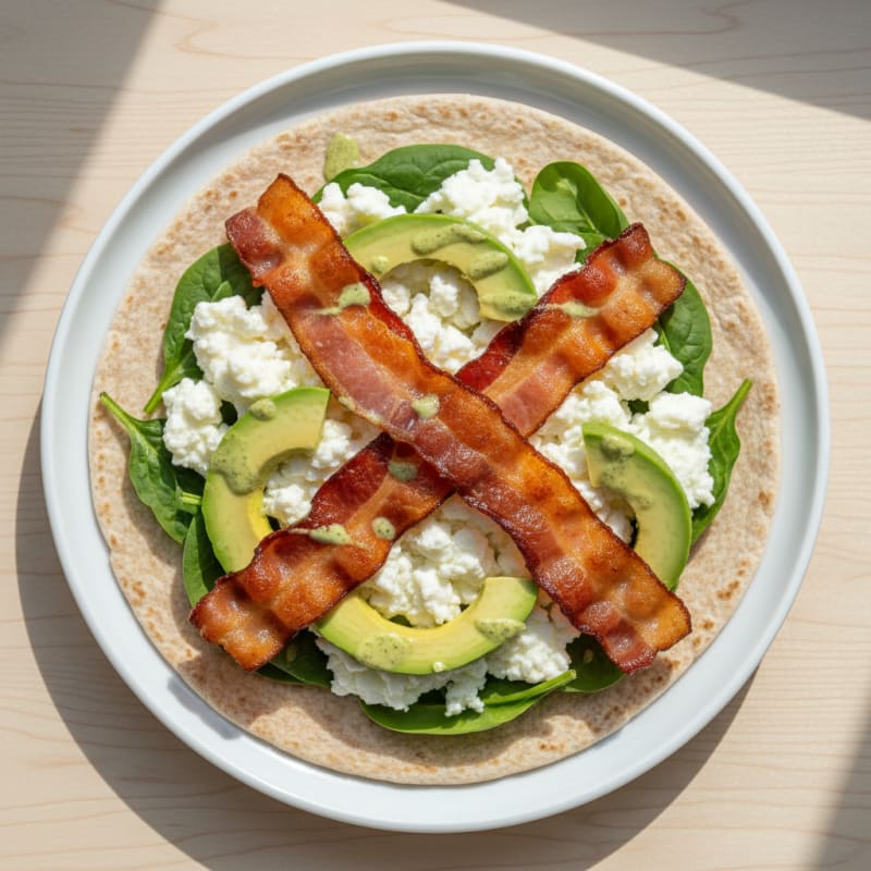 Crispy Turkey Bacon and Egg White Breakfast Wrap