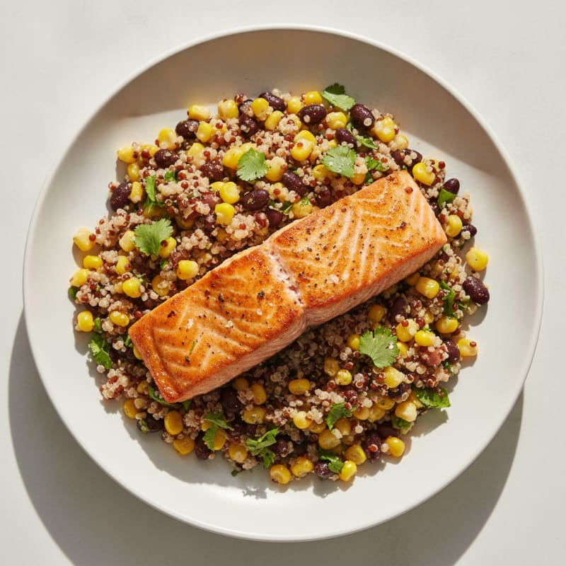 Pan-Seared Salmon with Quinoa and Sweetcorn