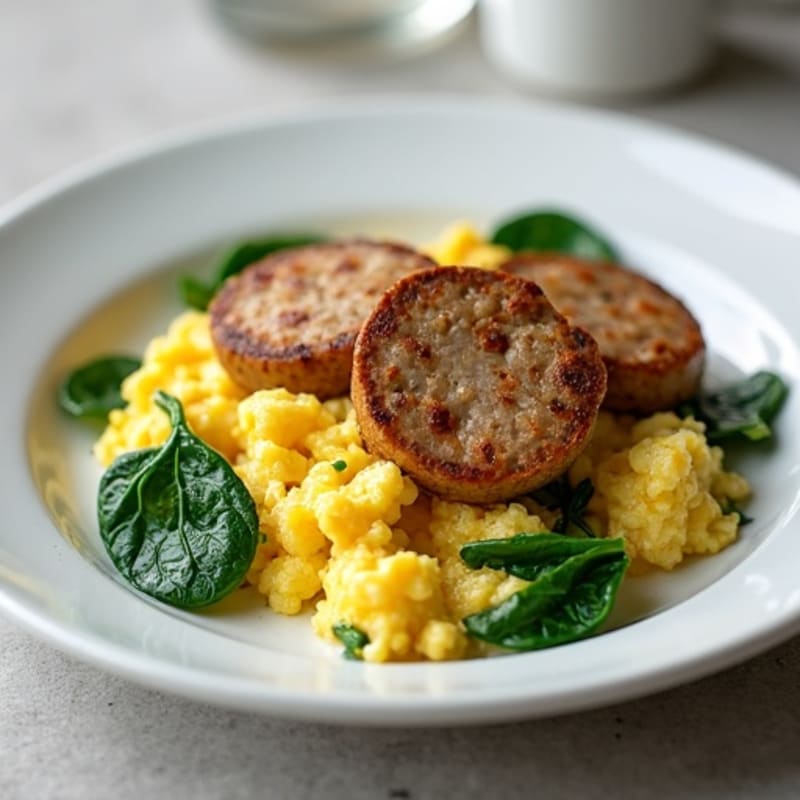 Egg White and Turkey Sausage Scramble with Spinach