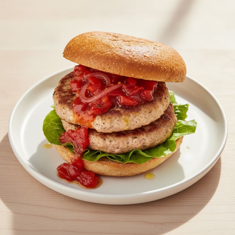Turkey Burger with Red Pepper Relish