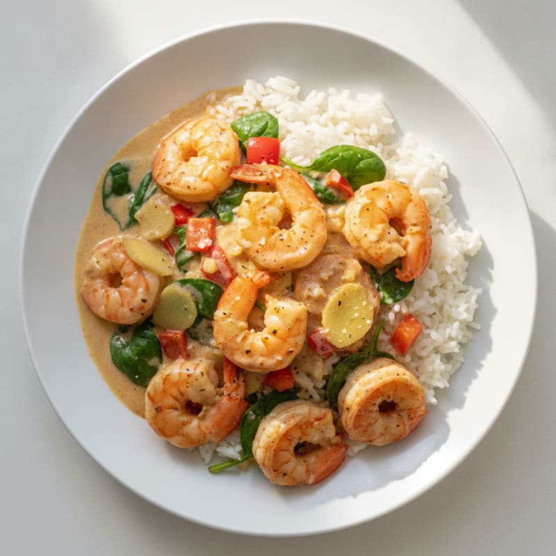 Coconut Curry Shrimp with Fluffy Rice