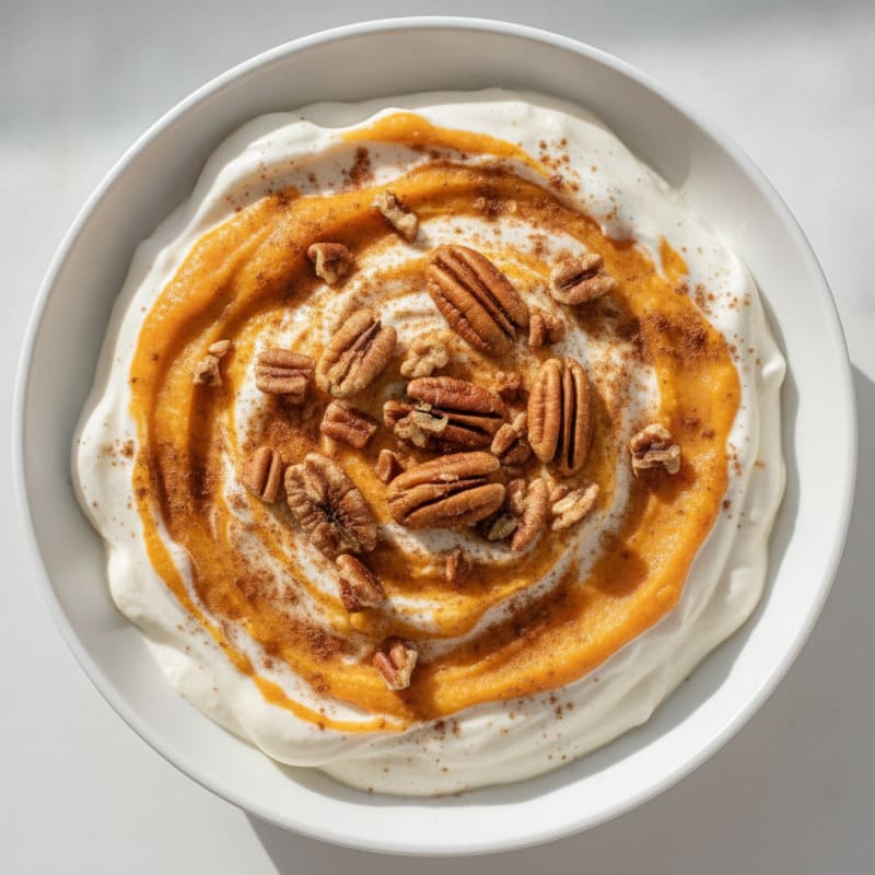 Creamy Vanilla Protein Yogurt with Cinnamon-Spiced Pumpkin Puree