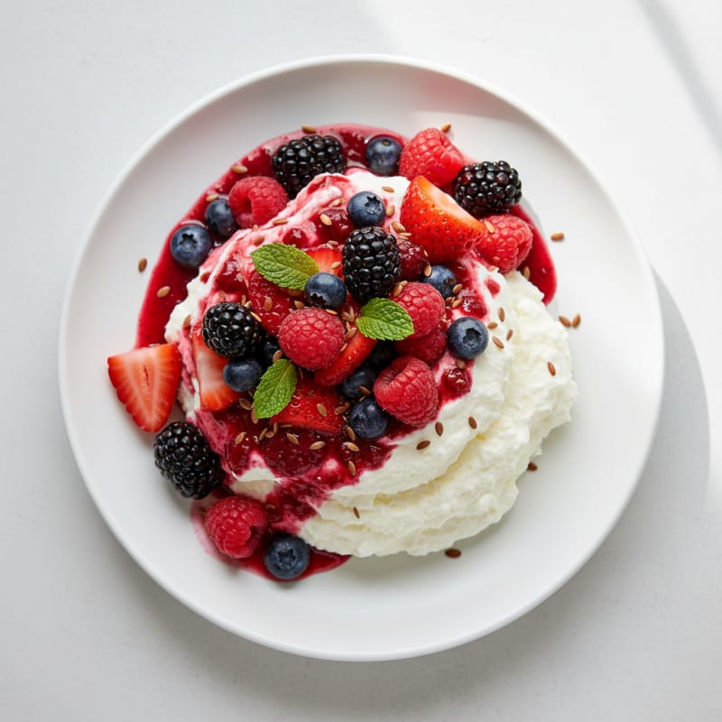 Silky Greek Yogurt Protein Mousse with Mixed Berries