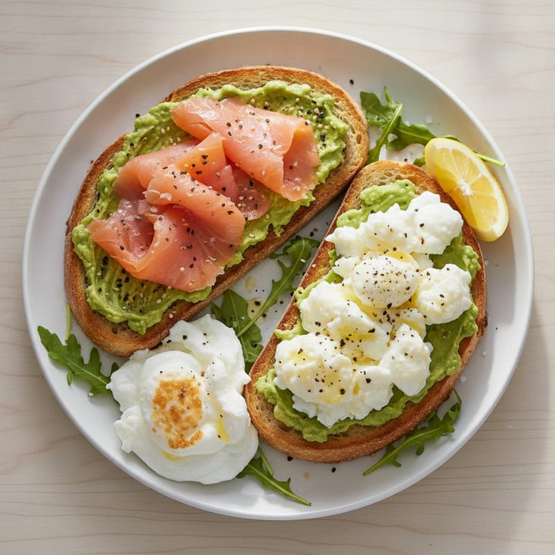 High-Protein Sourdough Avocado Toast with Smoked Salmon & Egg Whites