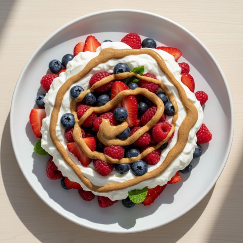 Greek Yogurt Protein Parfait with Berries and Almond Butter