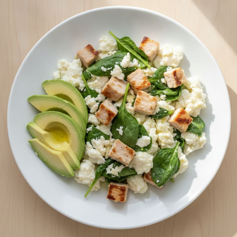 Egg White Scramble with Spinach and Grilled Turkey