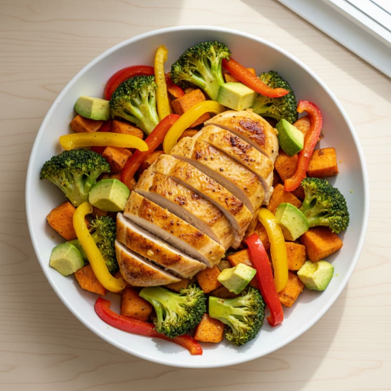 Golden Roasted Chicken and Veggie Bowl