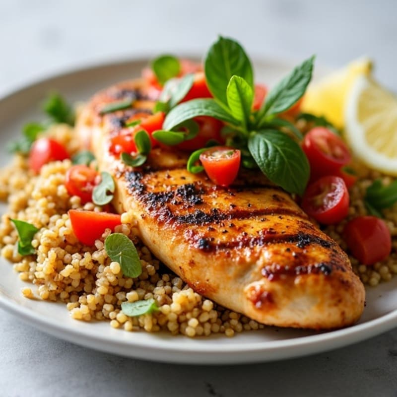 Grilled Chicken Breast with Pico de Gallo and Quinoa Salad