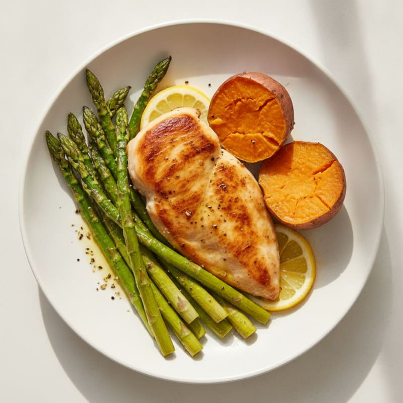 Pan-Seared Chicken with Roasted Asparagus