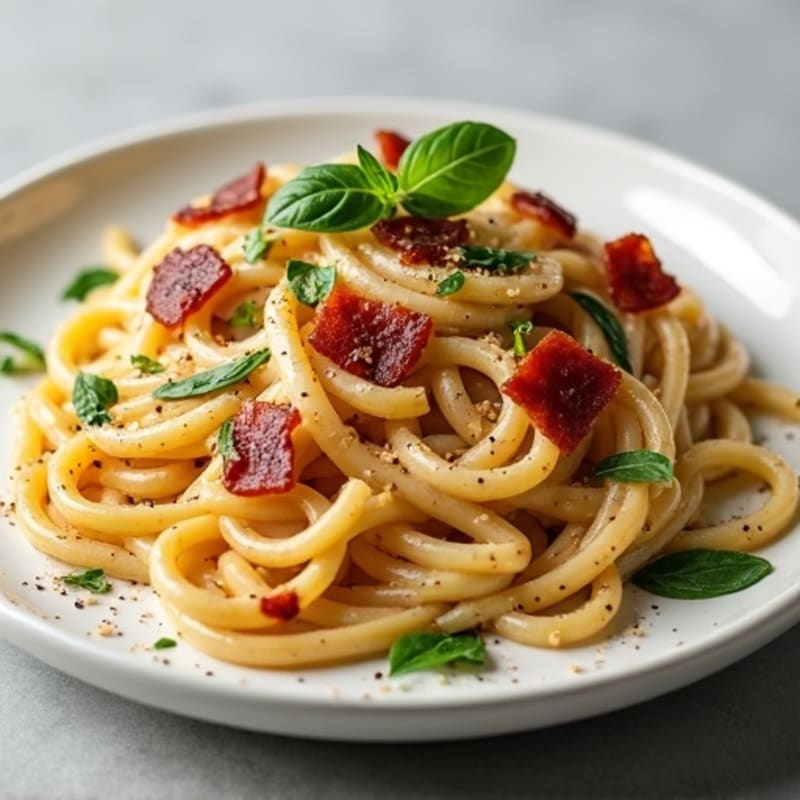 Crispy Turkey Bacon Creamy Garlic Pasta