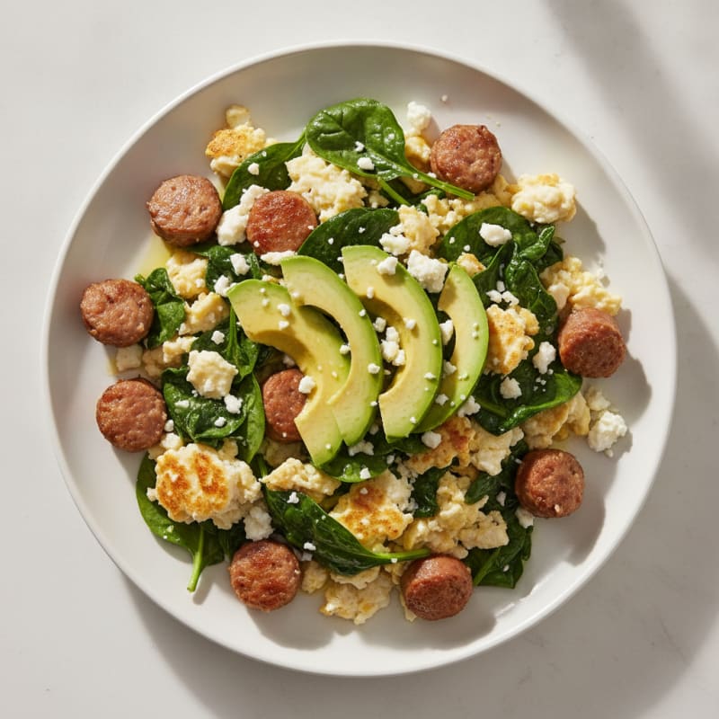 Egg White and Turkey Sausage Scramble with Spinach
