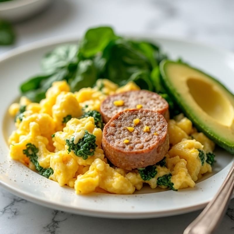Egg White Scramble with Spinach and Turkey Sausage