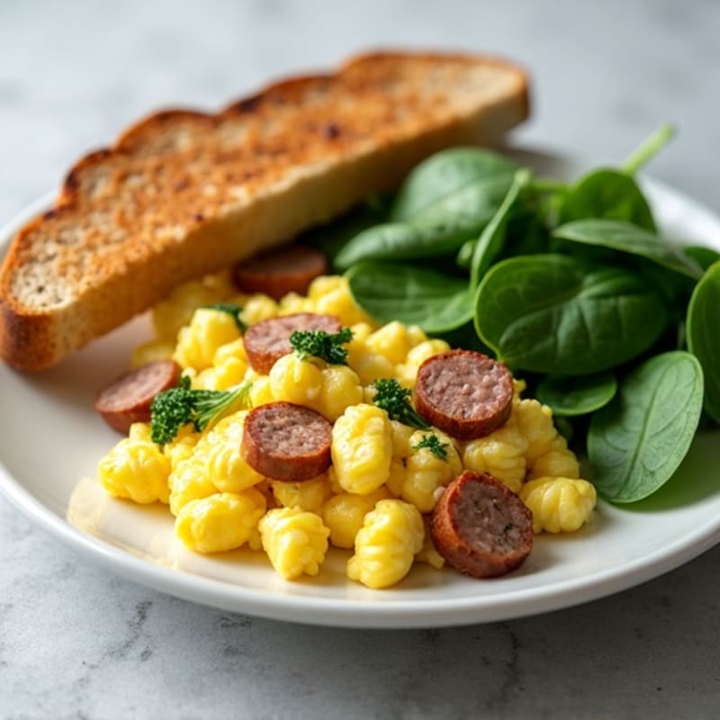 Egg White Scramble with Spinach and Turkey Sausage