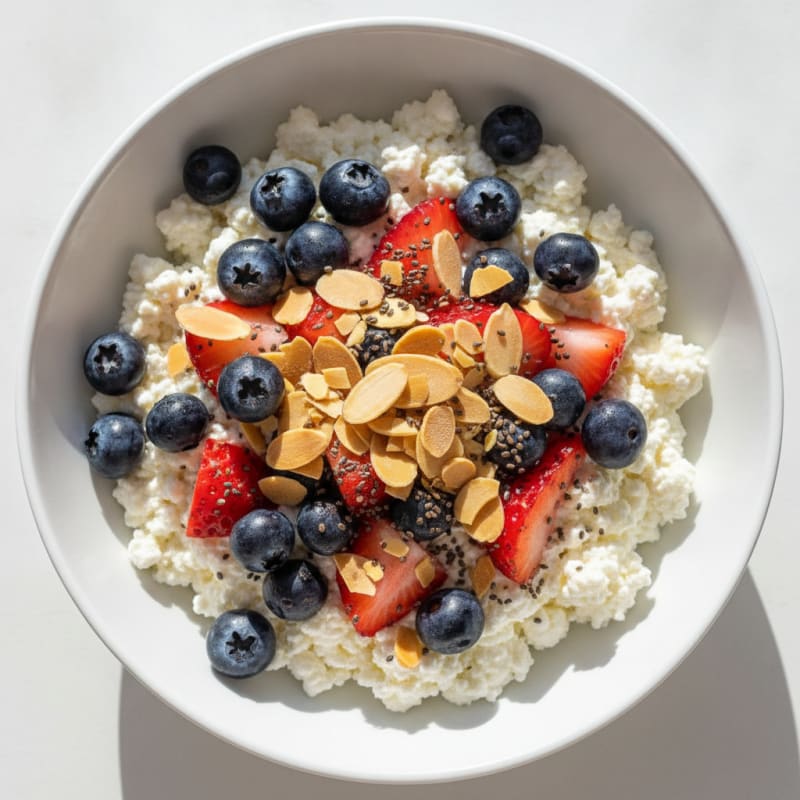 Cottage Cheese Berry Bowl with Chia Seeds