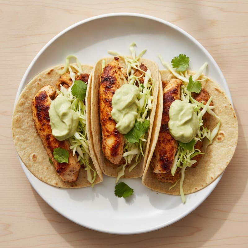 Chicken Tacos with Avocado Crema