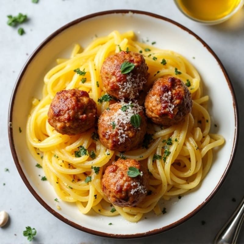 Garlic-Parmesan Roasted Spaghetti Squash with Turkey Meatballs