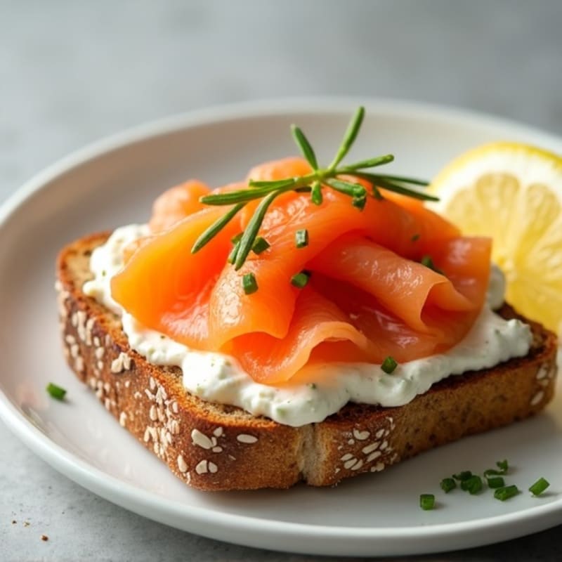 Open-Face Smoked Salmon and Herbed Cream Cheese Toast