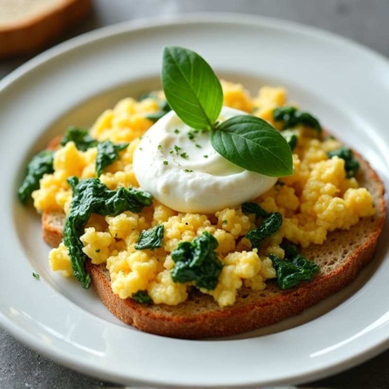 Egg White Spinach Scramble with Cottage Cheese