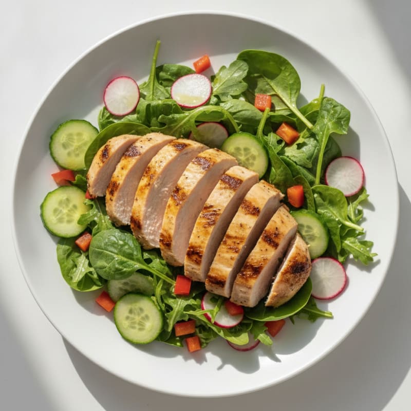 Grilled Turkey Breast Salad with Crunchy Veggies