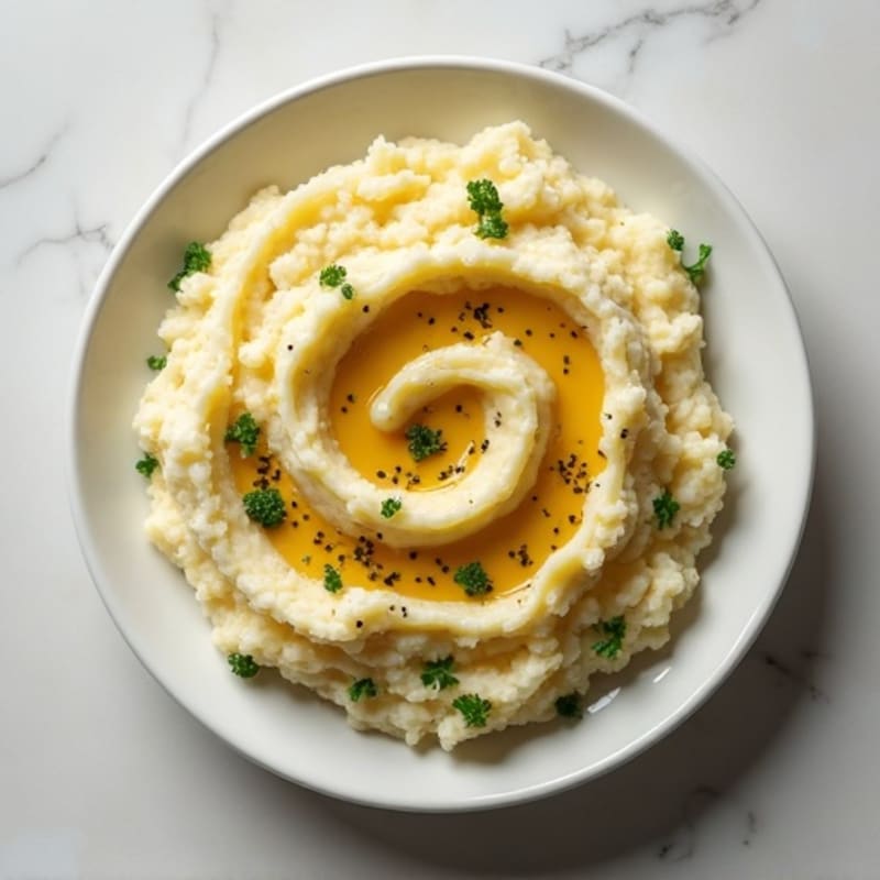 Creamy Cauliflower-Potato Mash with Roasted Garlic