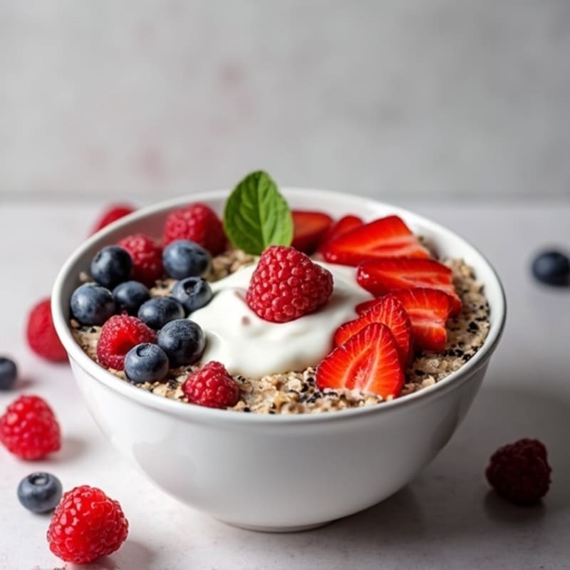 High-Protein Creamy Overnight Oats with Fresh Berries