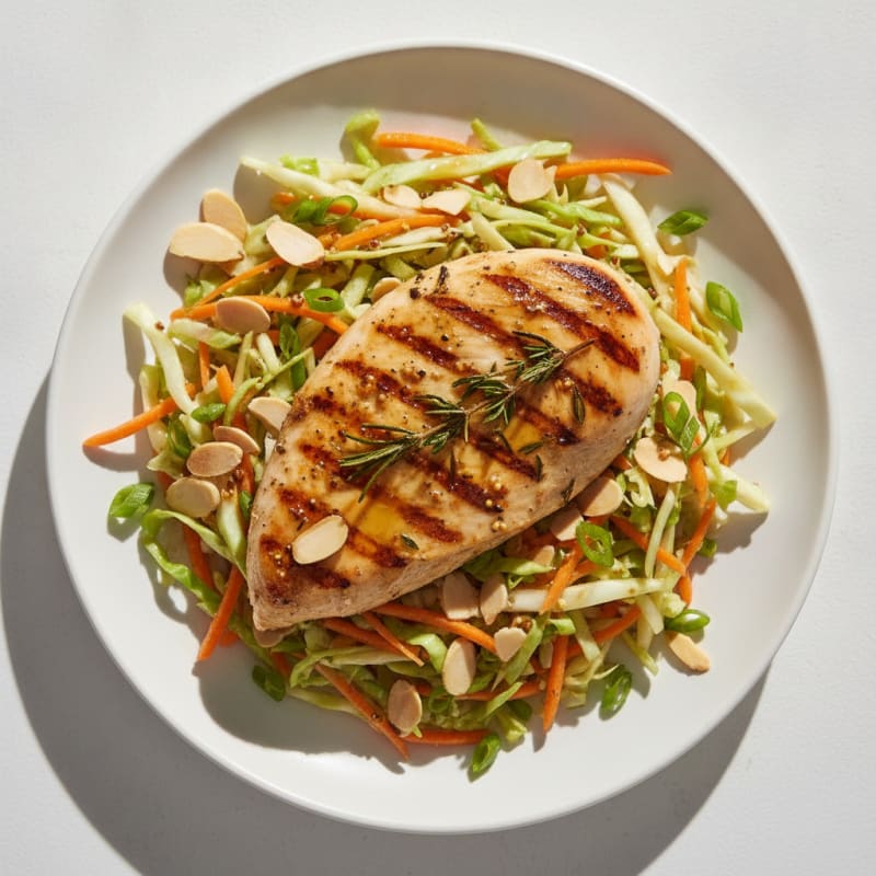Grilled Chicken Breast with Crunchy Cabbage Slaw