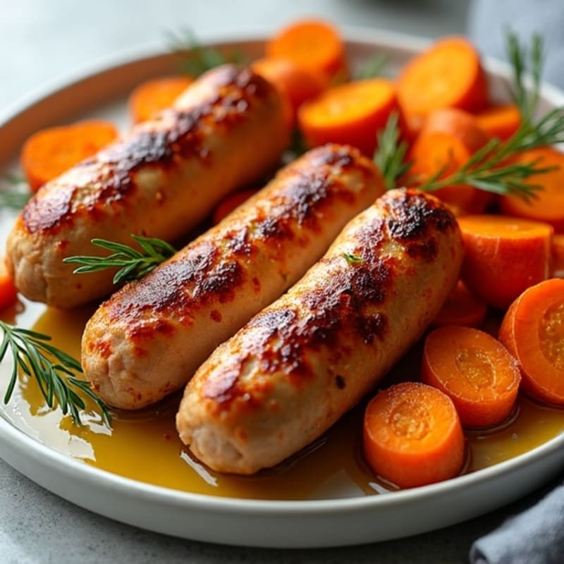 Sheet Pan Crispy Apple Chicken Sausage with Roasted Root Vegetables