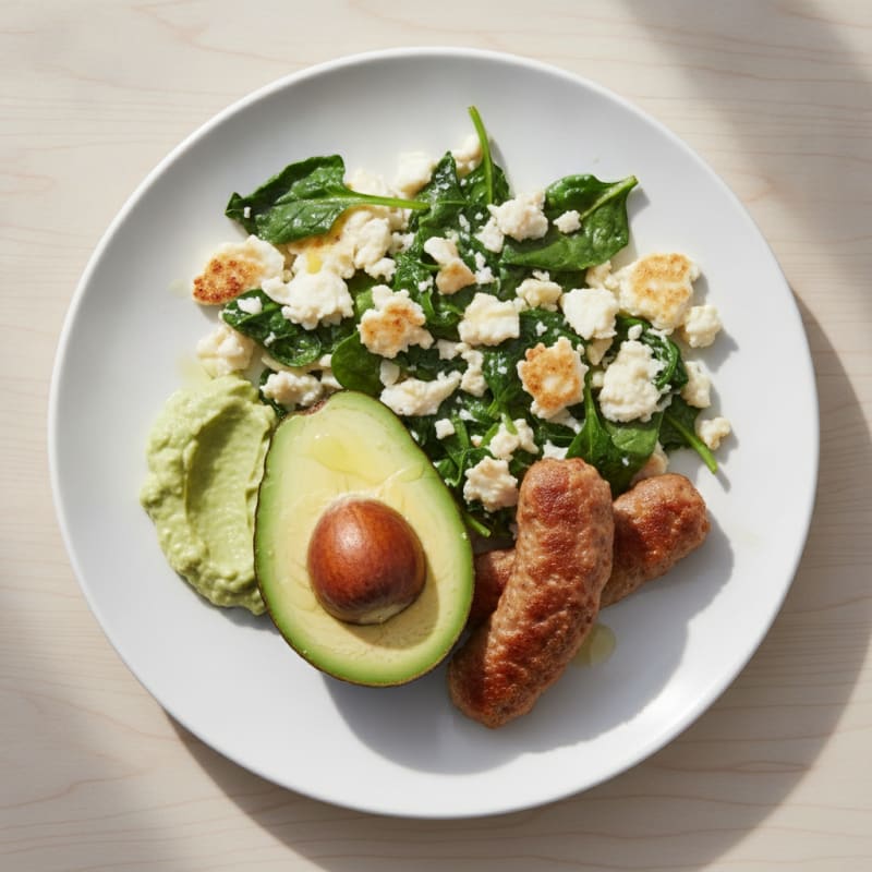 Egg White and Spinach Scramble with Turkey Sausage