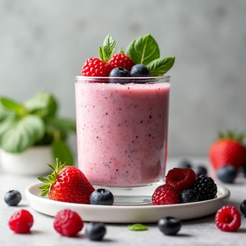 Silky Tofu Protein Smoothie with Spinach and Berries