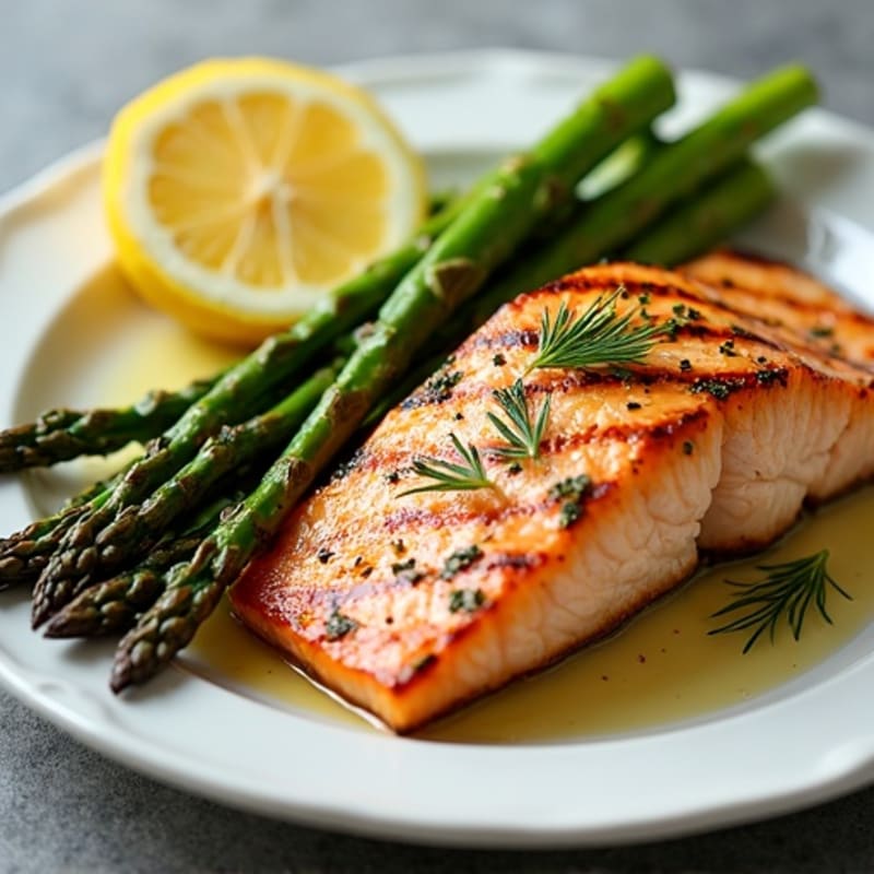 Lemon Herb Grilled Salmon with Roasted Asparagus