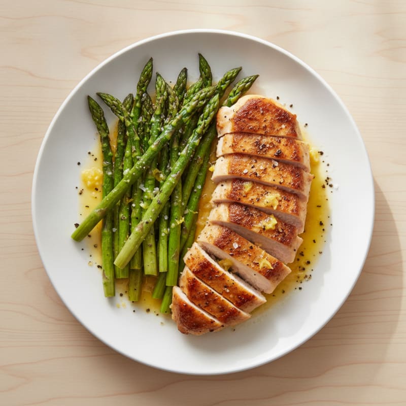 Pan-Seared Chicken with Roasted Asparagus