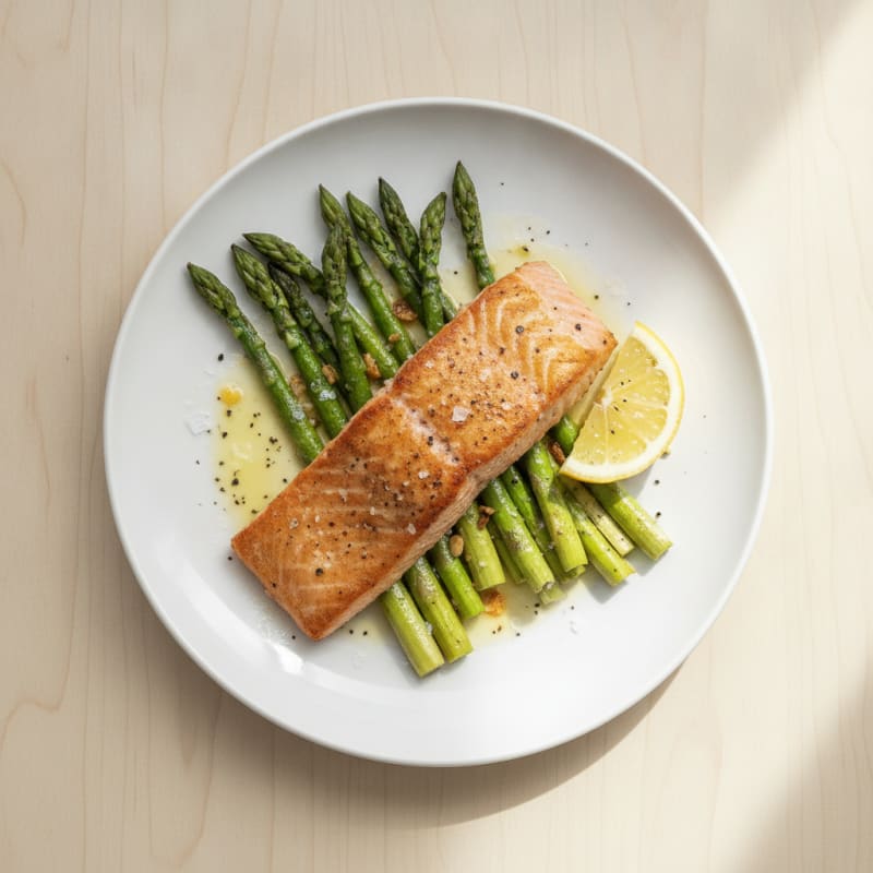 Pan-Seared Salmon with Roasted Asparagus
