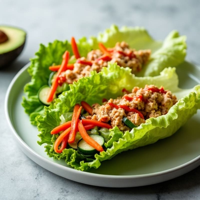 Spicy Tuna Lettuce Wraps with Fresh Crunchy Vegetables