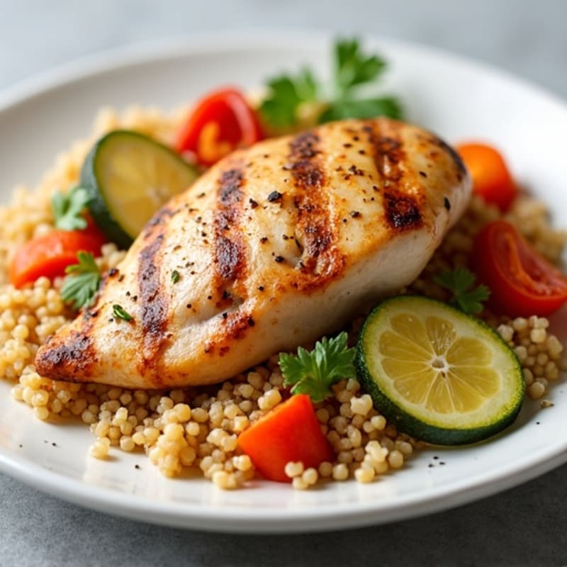 Grilled Chicken Breast with Quinoa and Roasted Vegetables