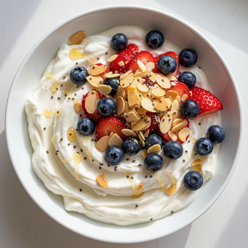 Creamy Greek Yogurt Protein Bowl with Berries and Almonds