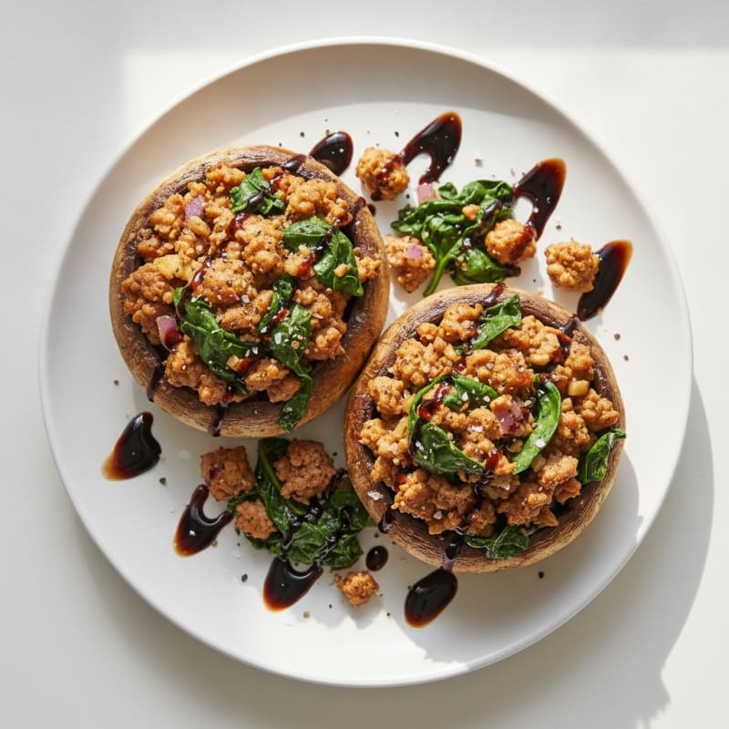 Herb-Stuffed Portobello Mushrooms with Balsamic Glaze