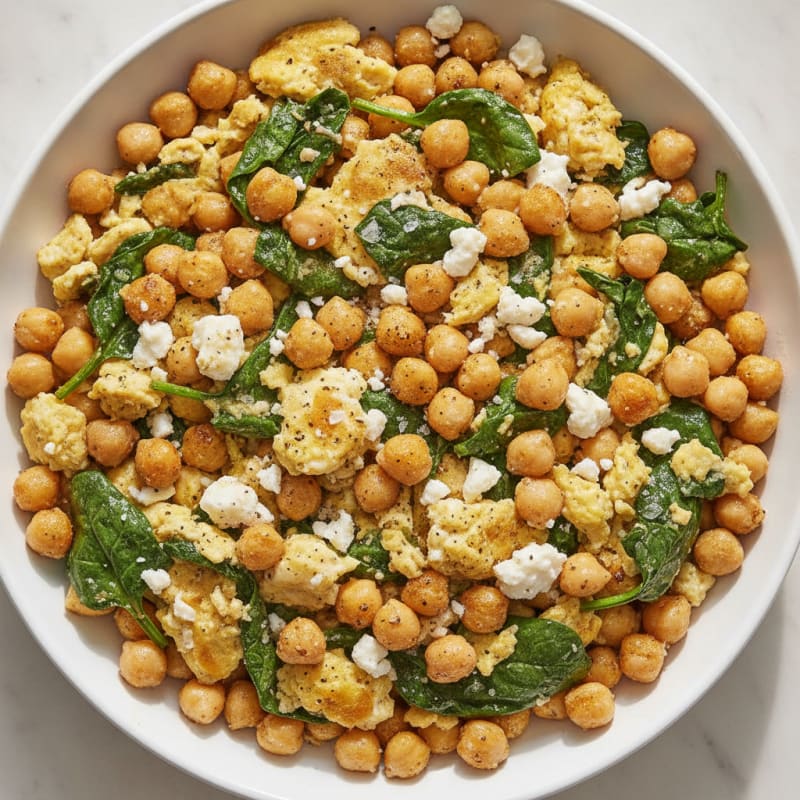 Mediterranean Chickpea and Spinach Scramble